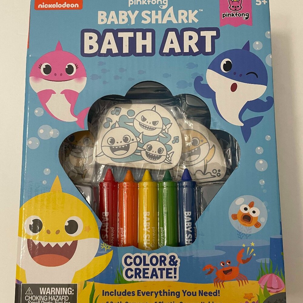 PinkFong Baby Shark Color Create Bath Art Set Crayons Stickers- NWT